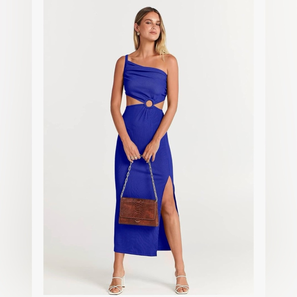 Elegant Blue One-Shoulder Dress